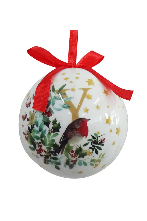Carraig Donn Y Christmas Robin Alphabet Tree Bauble