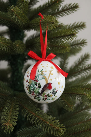 Carraig Donn Y Christmas Robin Alphabet Tree Bauble