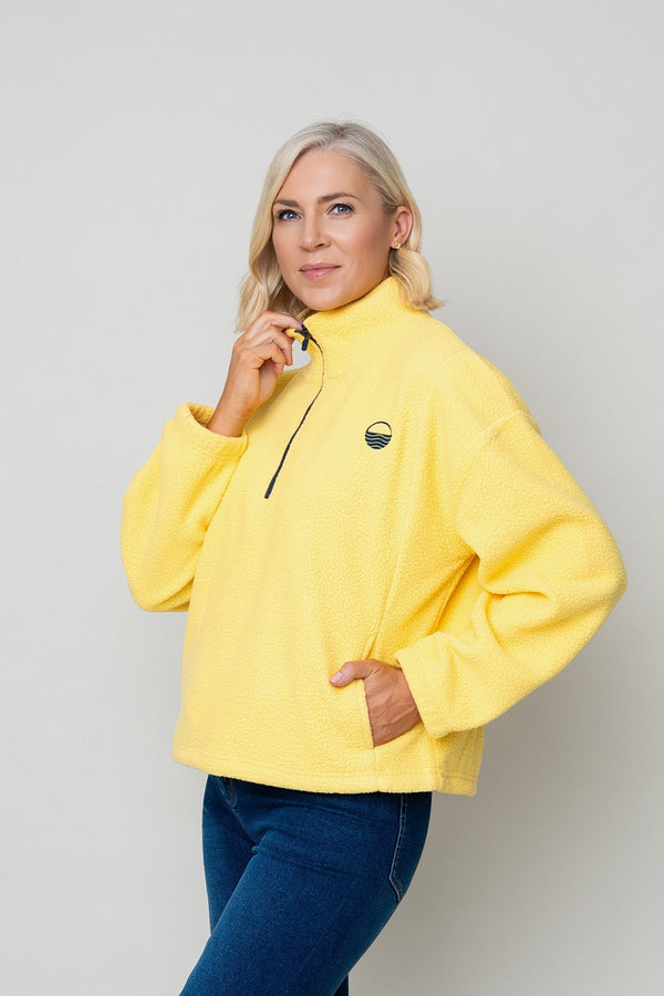 Carraig Donn Yellow Teddy Fleece With Contrast Zip