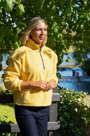 Carraig Donn Yellow Teddy Fleece With Contrast Zip