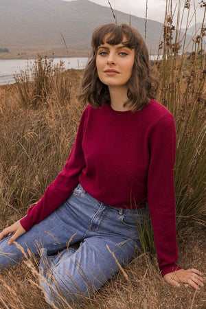100% Cashmere Knit in Burgundy