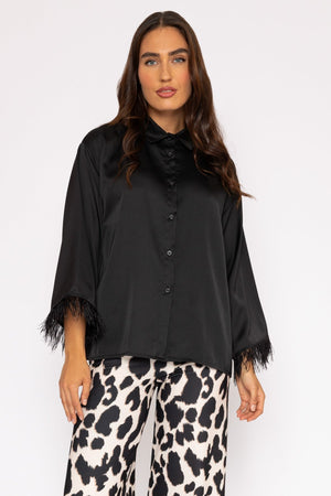 Feather Cuff Shirt in Black