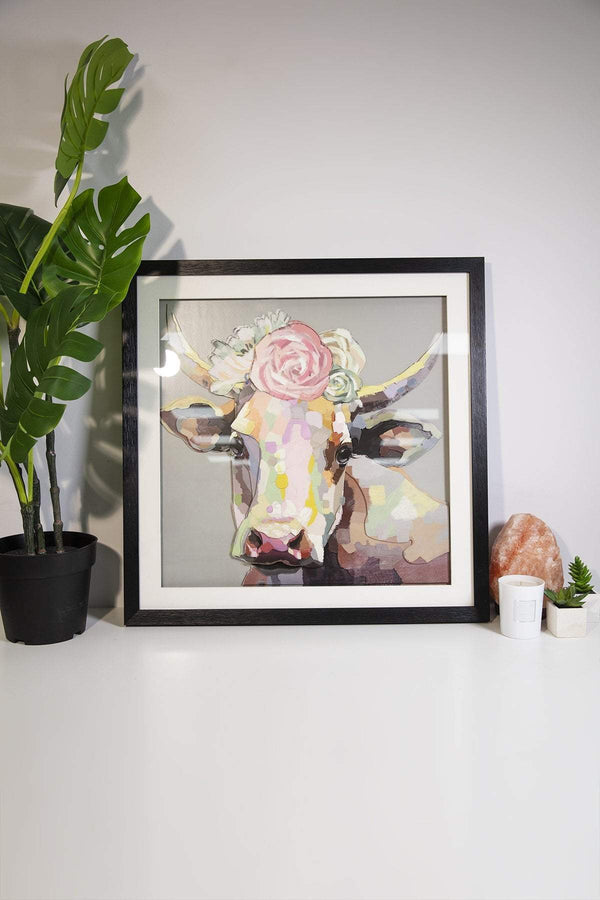 Carraig Donn 3D Pretty Cow Wall Art 65x65