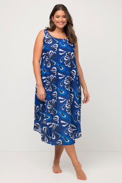 Carraig Donn A-Line Midi Dress in Blue Print