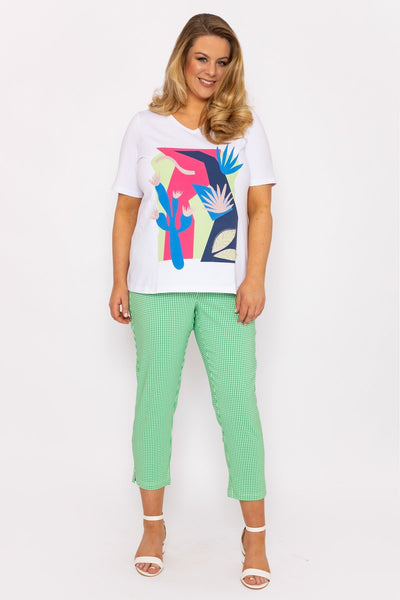 Carraig Donn Abstract Cactus Graphic Top in Off White
