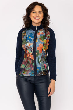 Carraig Donn Abstract Printed Zip Up Jacket in Navy