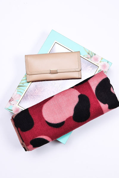 Carraig Donn Animal Scarf and Purse Set in Pink Tones
