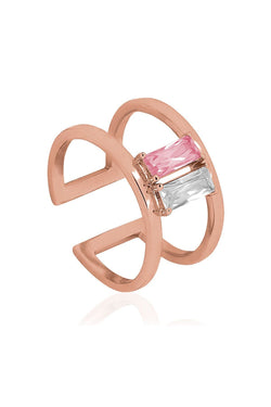 Carraig Donn Baguette CZ Cage Ring in Rose Gold - One Size