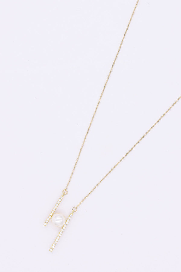 Carraig Donn Bar and Pearl Necklace in Gold
