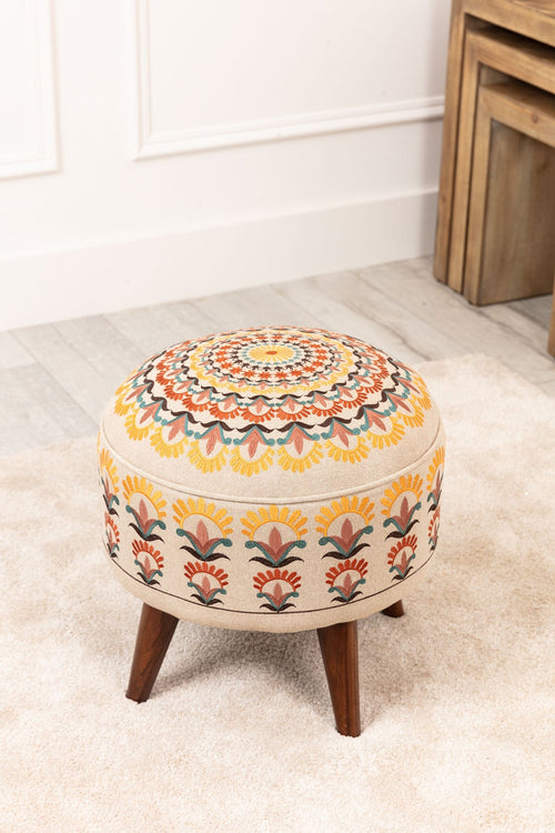 Bazaar Embroidered Footstool