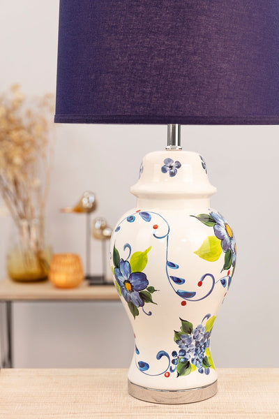 Carraig Donn Blue Ceramic Floral Lamp