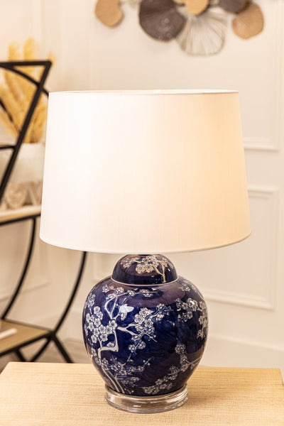 Carraig Donn Blue Ceramic & Silver Table Lamp