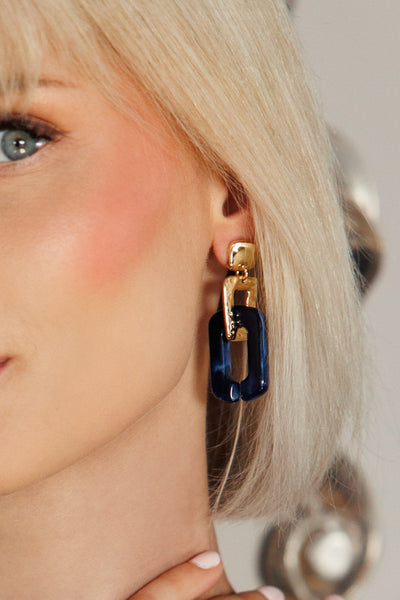 Carraig Donn Blue & Gold Large Link Earrings