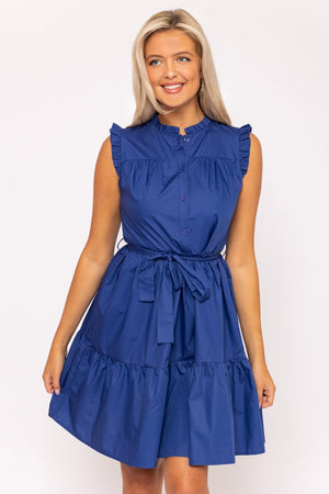 Blue Poplin Mini Dress