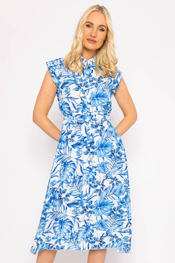 Carraig Donn Blue Poppy Floral Printed Midi Dress