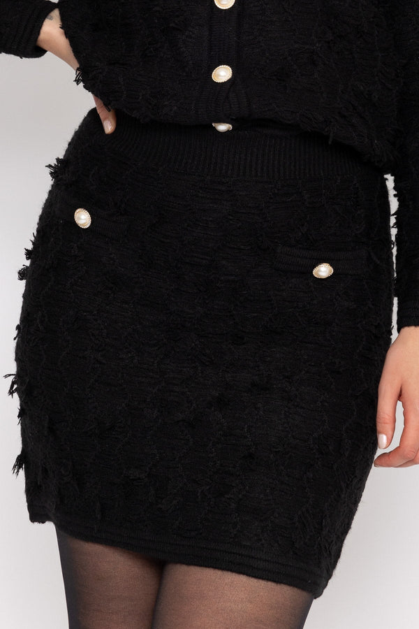 Carraig Donn Boucle Mini Skirt in Black