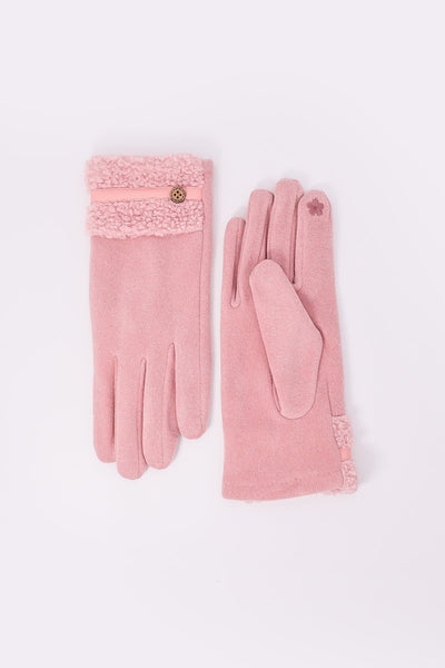 Carraig Donn Boucle Trim Glove in Pink