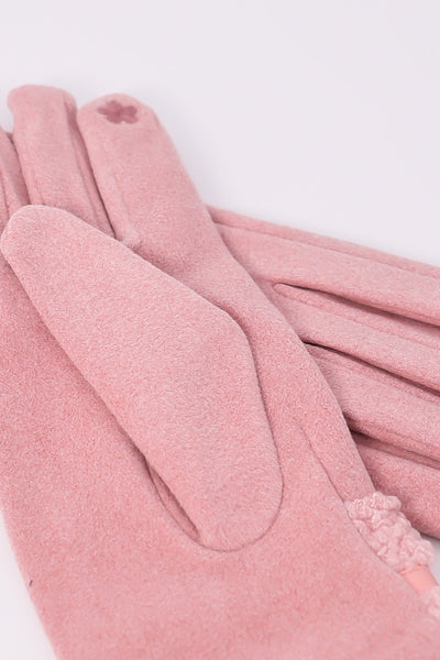 Carraig Donn Boucle Trim Glove in Pink