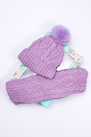 Boxed Beanie and Scarf in Lilac