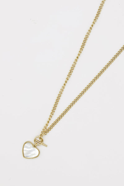 Carraig Donn Braid Chain Necklace with Heart in Gold