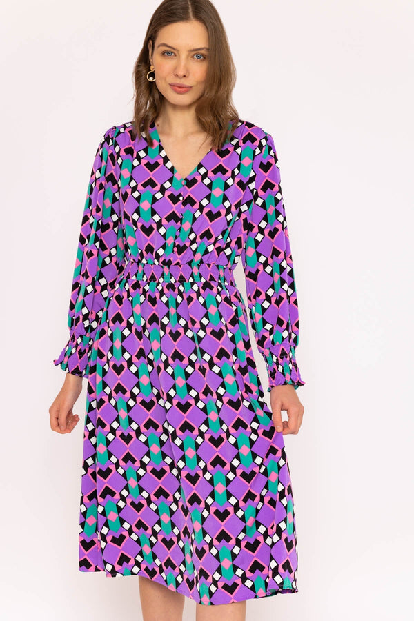 Carraig Donn Brioni Midi Dress in Lilac Print
