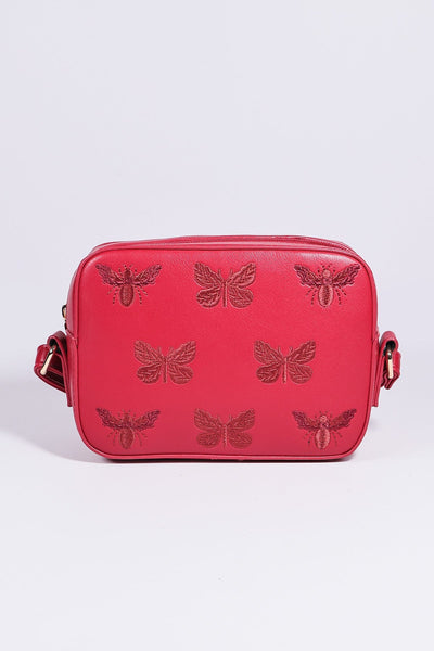 Carraig Donn Butterfly Embroidered Crossbody in Red