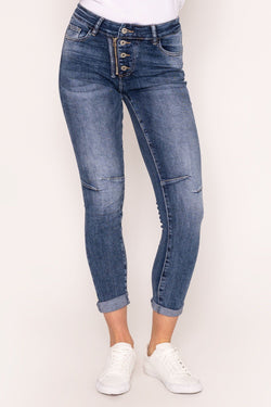 Carraig Donn Button Detail Jeans in Denim