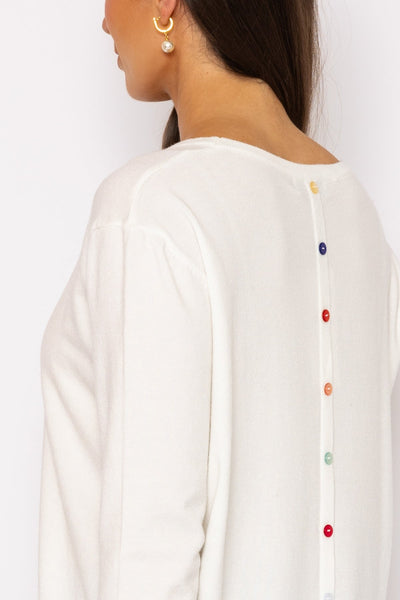 Carraig Donn Button Detail Knit in White