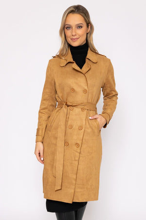Camel Faux Suede Trenchcoat