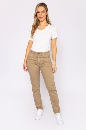 Casual Straight Leg Pants in Taupe