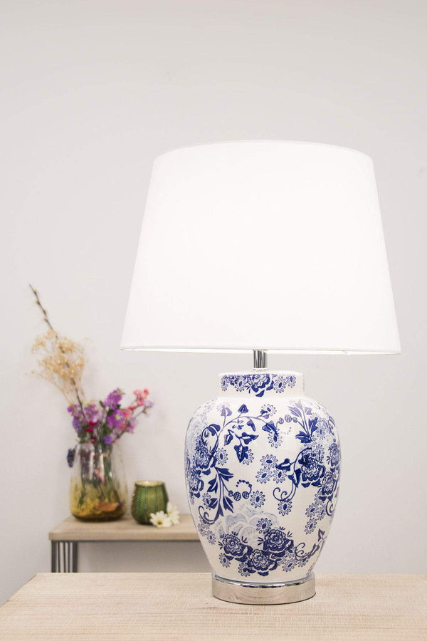 Carraig Donn Ceramic Blue Floral Lamp