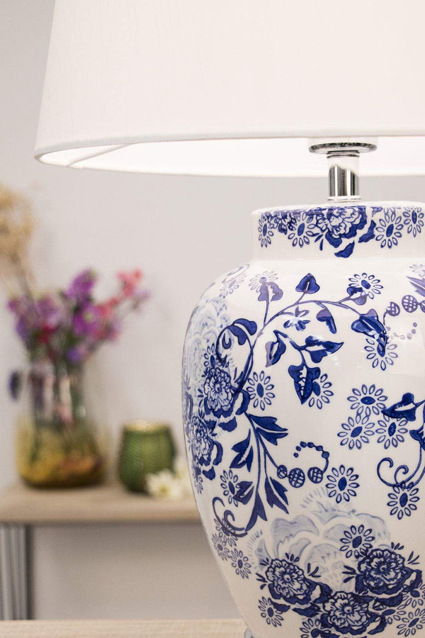 Carraig Donn Ceramic Blue Floral Lamp