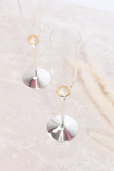 Carraig Donn Champagne Flutes with Gold Plated Rings