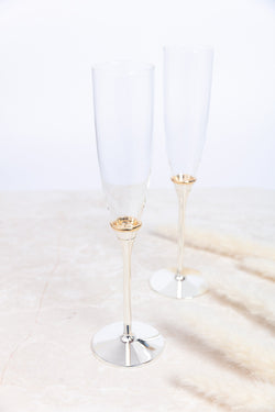 Carraig Donn Champagne Flutes with Gold Plated Rings