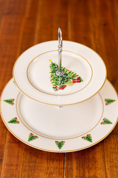 Carraig Donn Christmas Tree 2 Tier Cake Plate