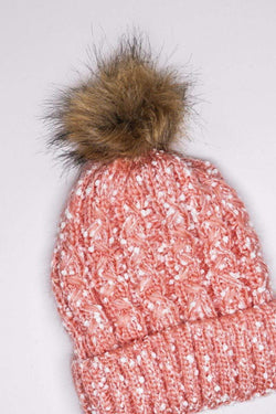 Carraig Donn Chunky Knit Hat with Bobble in Multi Tone Pink
