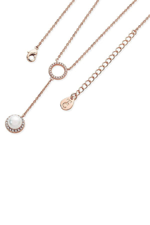Circle Drop Pearl Pendant Necklace