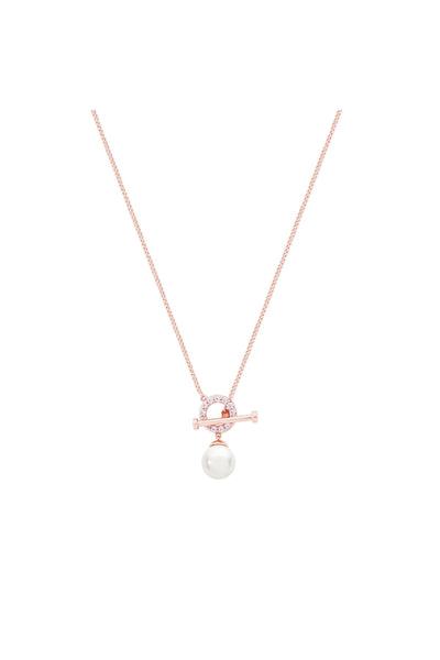 Carraig Donn Circle T-Bar Necklace in Rose Gold
