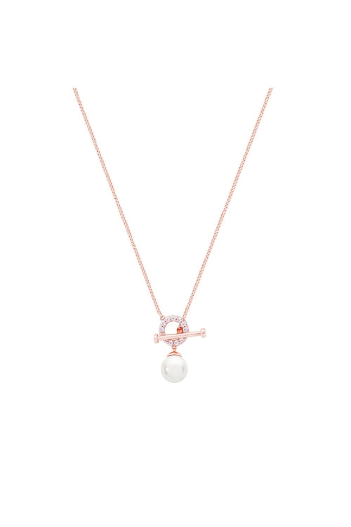 Circle T-Bar Necklace in Rose Gold