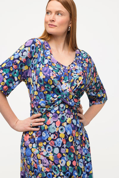 Carraig Donn Colorful Dot Print Short Sleeve Midi Dress