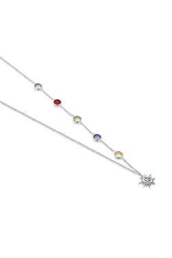 Carraig Donn Coloured Stone Necklace in Silver