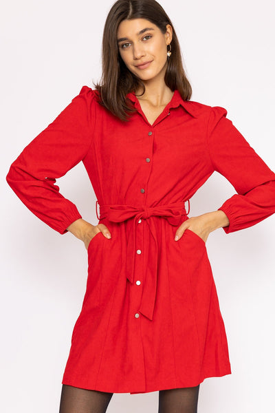 Carraig Donn Cord Mini Dress in Red