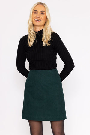 Cord Mini Skirt in Green