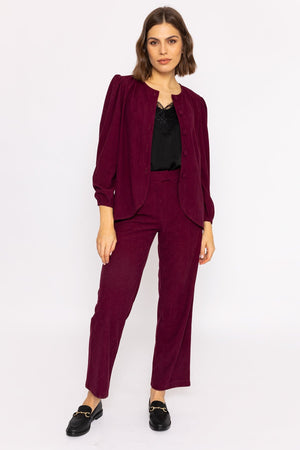 Cord Wide Leg Pant in Plum