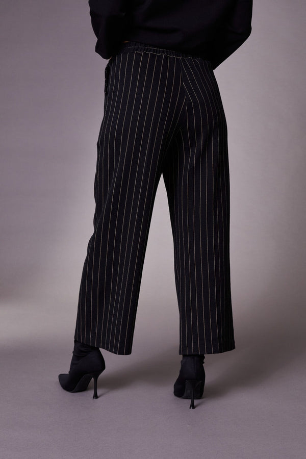 Carraig Donn Cropped Stripe Trouser in Black
