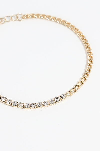 Carraig Donn Curb and Diamante Bracelet in Gold