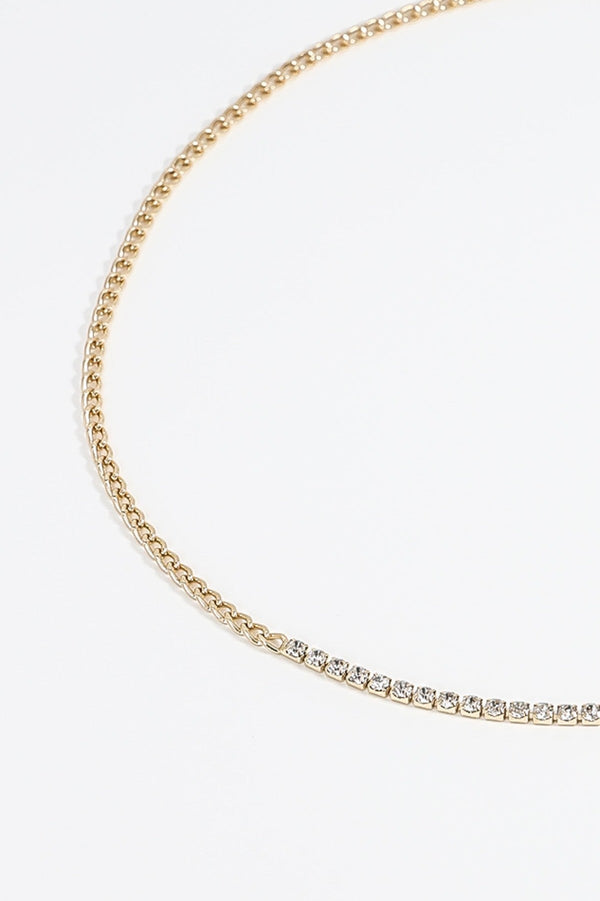 Carraig Donn Curb and Diamante Necklace in Gold