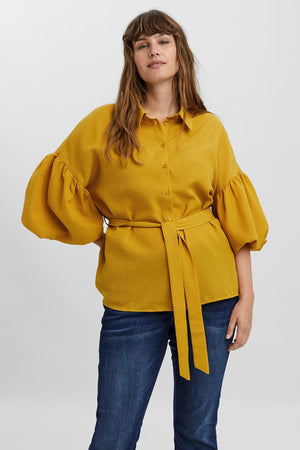 Curve - 3/4 Length Sleeve Blouse in Gold