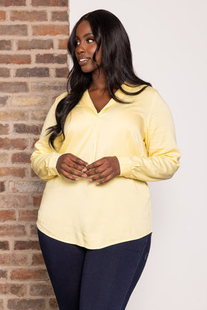 Curve - Josie 3/4 Sleeve Blouse in Yellow