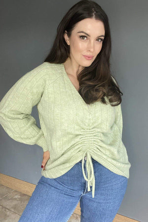 Curve - Kaylee String Blouse in Green